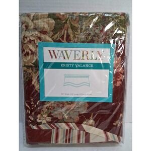 Waverly Kristy Valance Burgundy Floral Ruffled Window Curtain Home Decor 50x16
